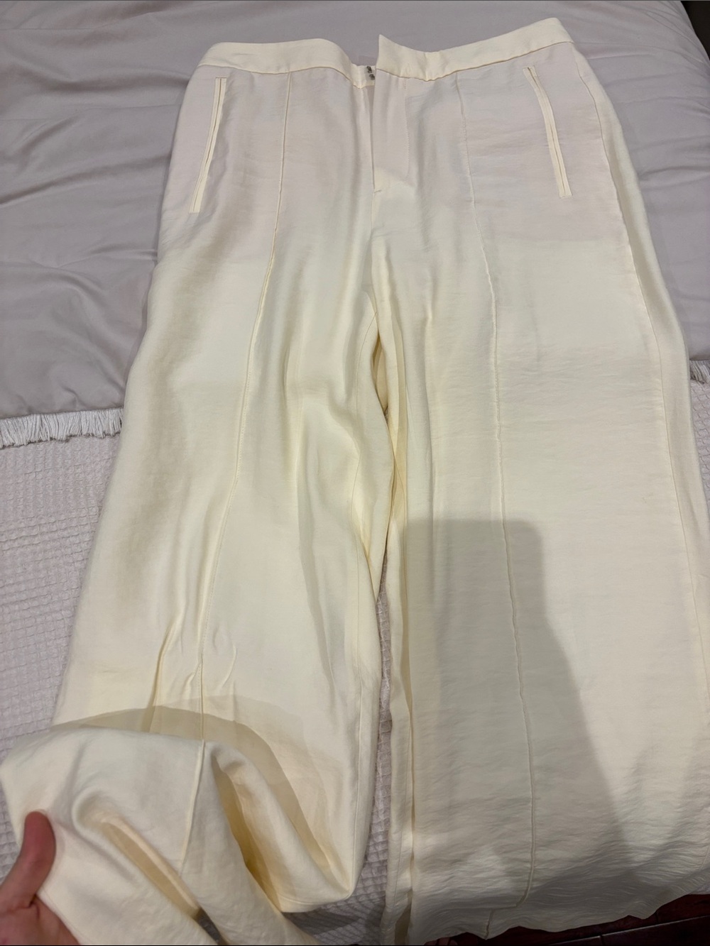 Zara Cream Wide-Leg Trousers
